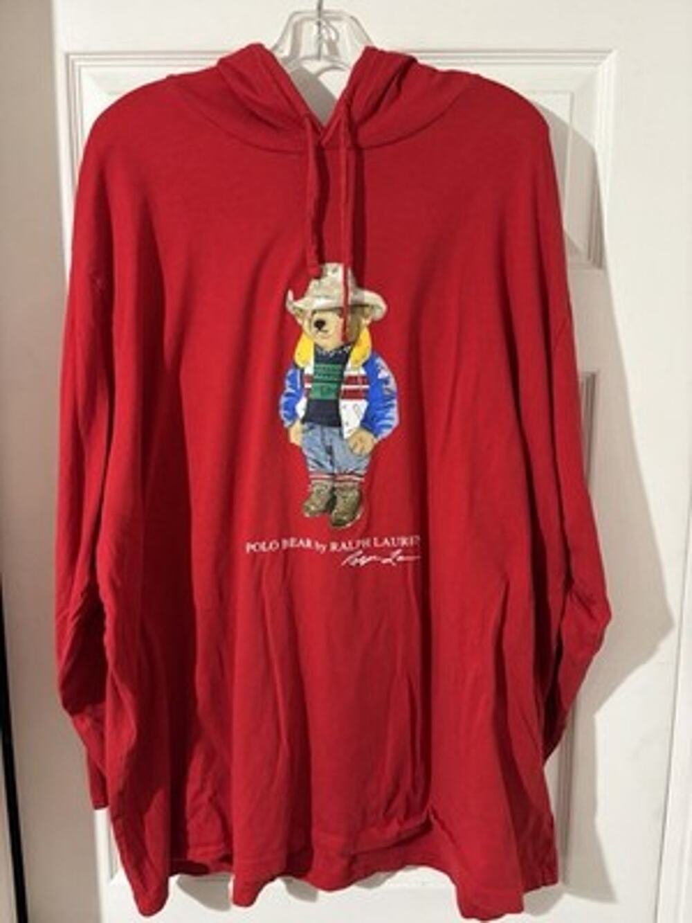 Ralph Lauren Polo Bear Jersey Hooded Shirt Sz 3XB Red Cowboy